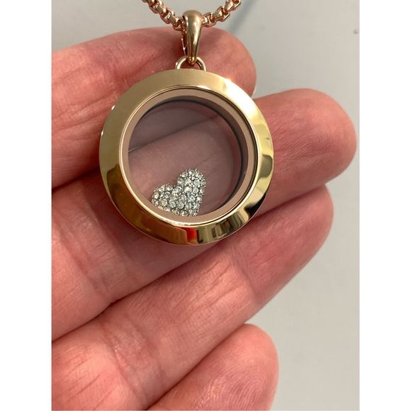 Rose Gold Locket Chain and Crystal Heart #keepsake #rose gold #heart - Picture 5 of 7